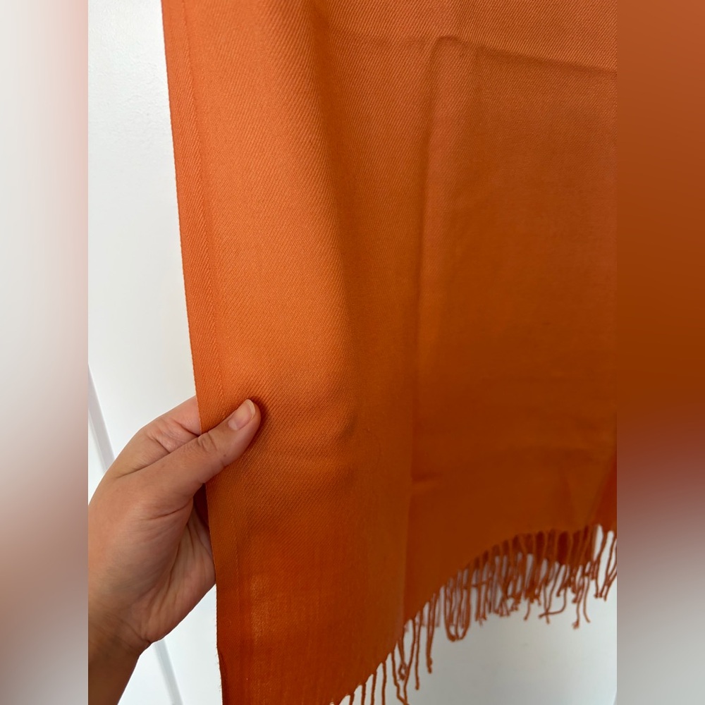 2/$20 H&M Orange Scarf with Fringe - Picture 2 of 2